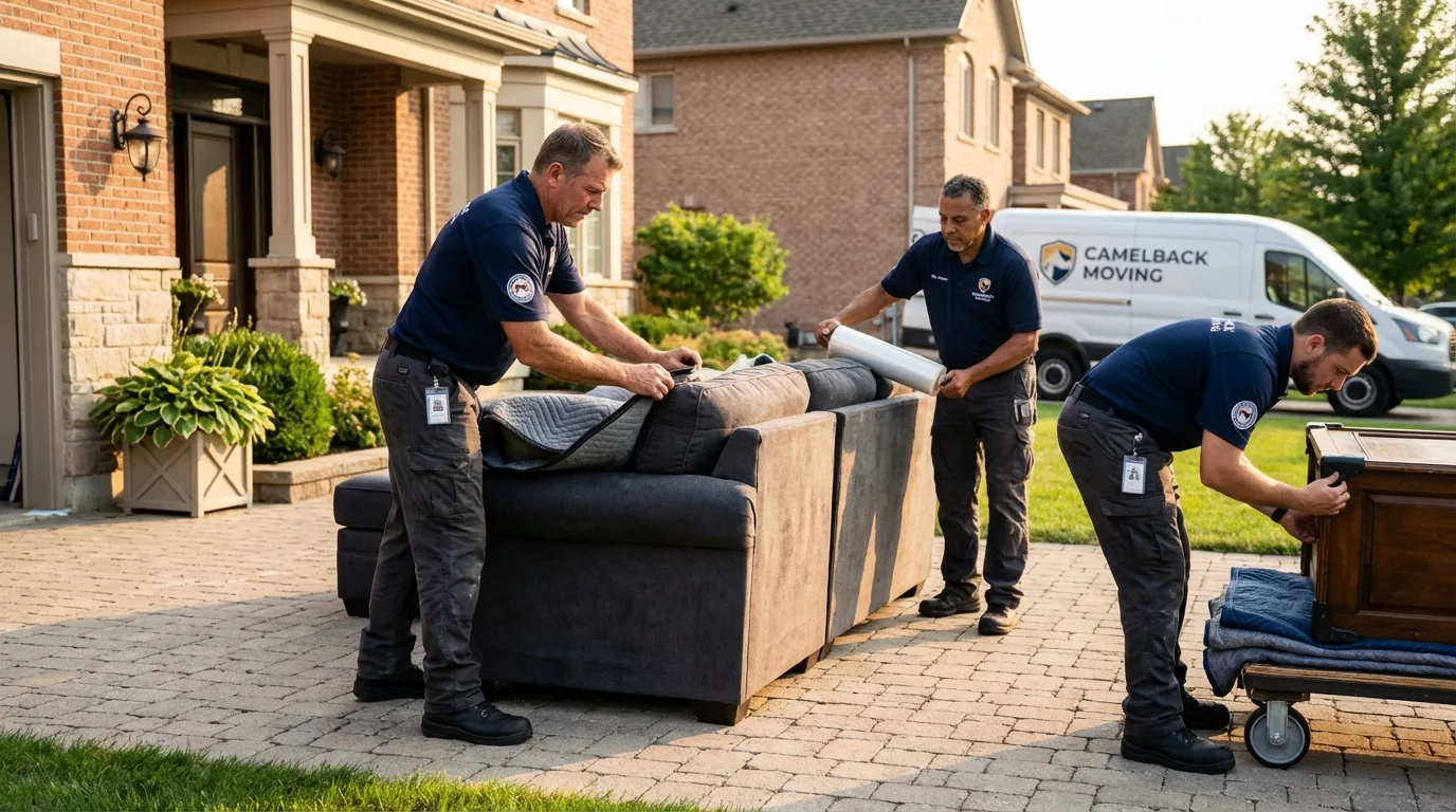 Large estate moving crew wrapping furniture in Calhoun Falls, SC
